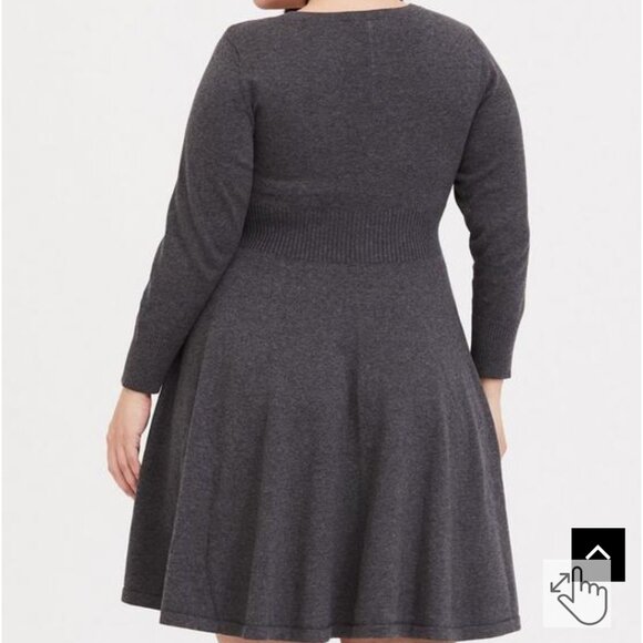 Torrid Size 3 (22/24W) Grey Knit Sweater Lace-Up Mini Skater Dress EUC - Picture 3 of 12